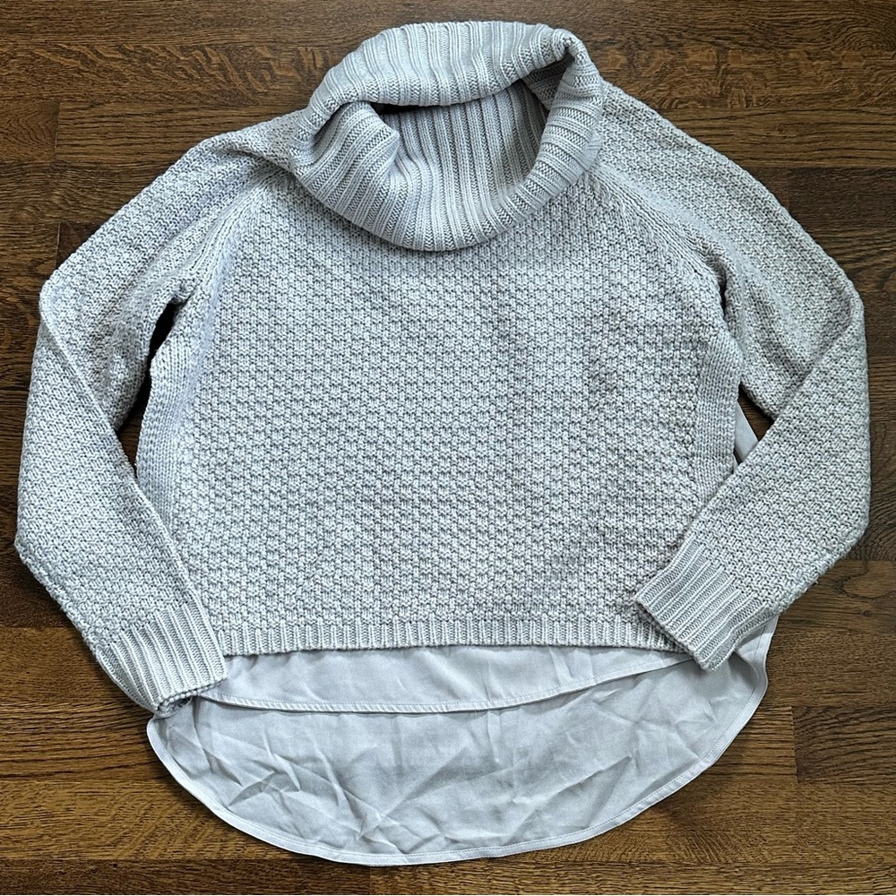 The Limited Cozy Thistle (Lavender Grey) Turtleneck Mixed Media Sweater - XS